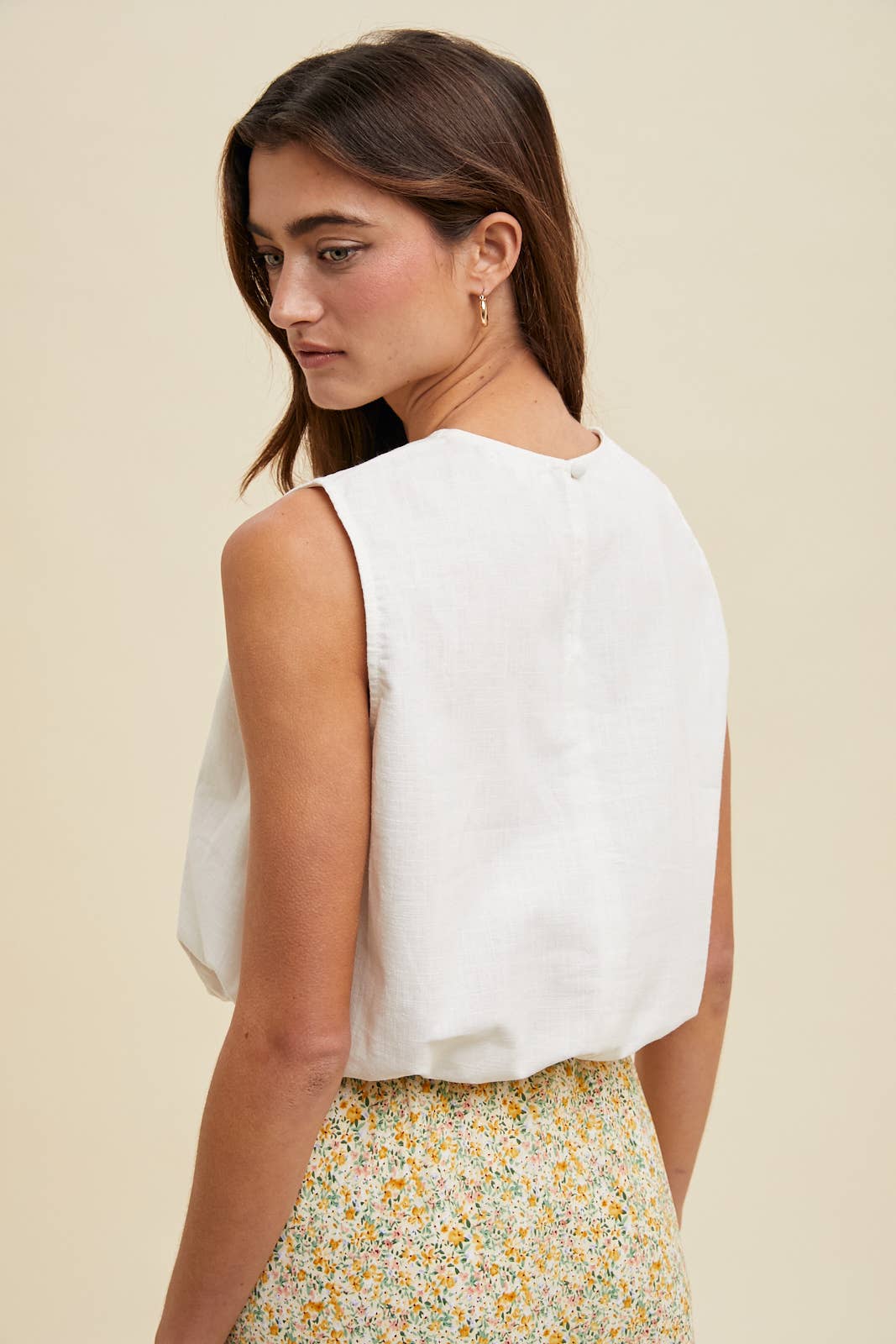 LINEN BUBBLE HEM TANK TOP / WL25-10263