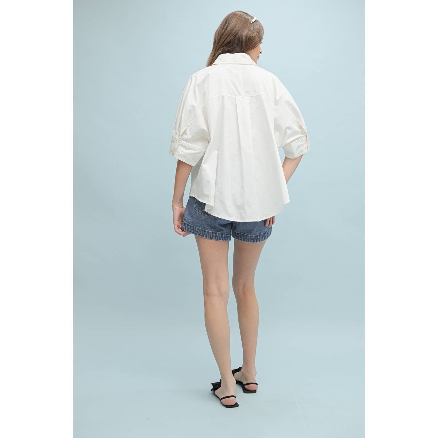 SLIGHTY HI-LOW BUTTON-UP SHIRT / WL25-10043