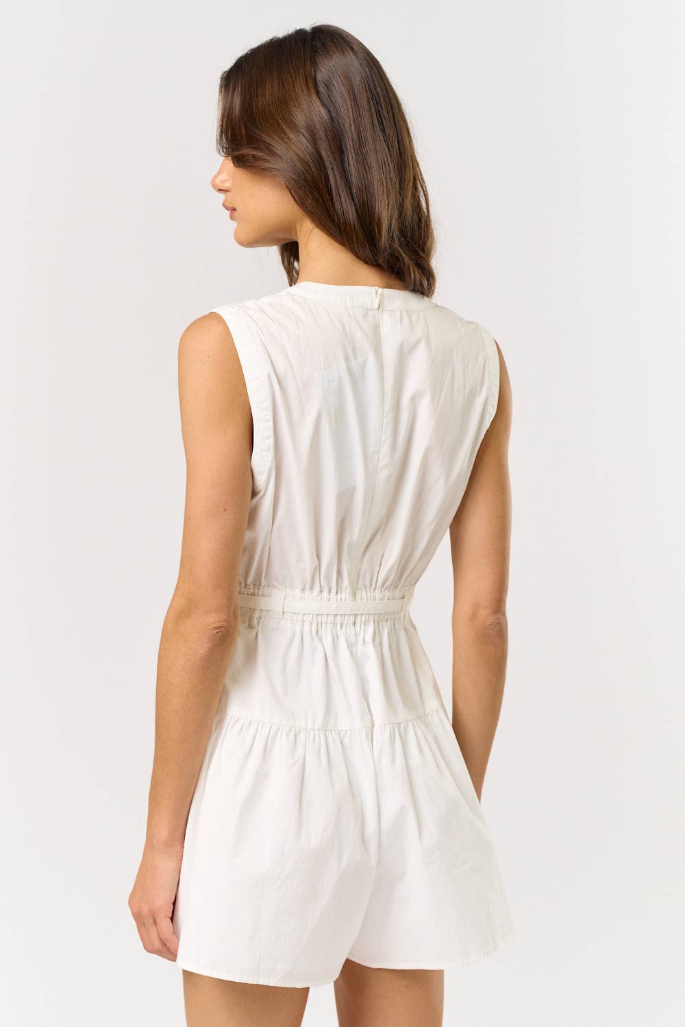 SLEEVELESS WAIST TIE ROMPER