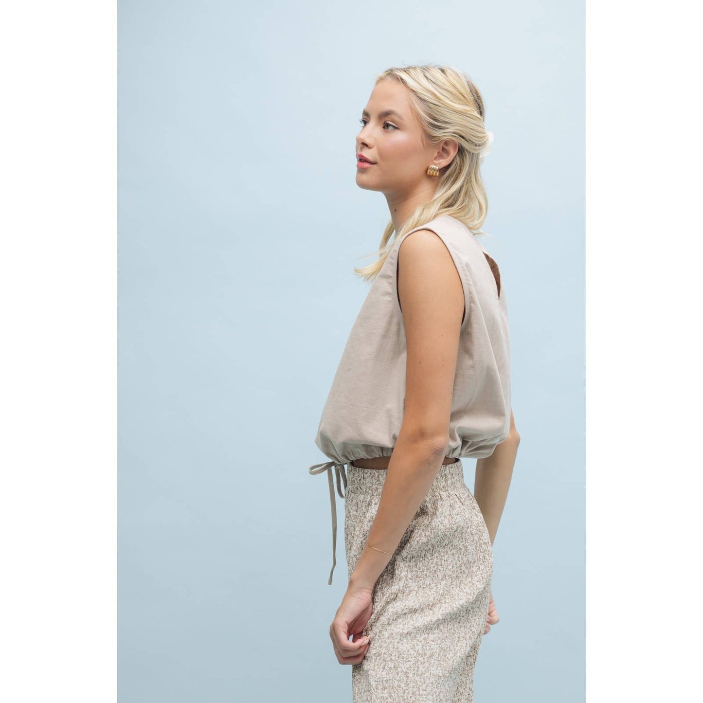 LINEN BUBBLE HEM TANK TOP / WL25-10263