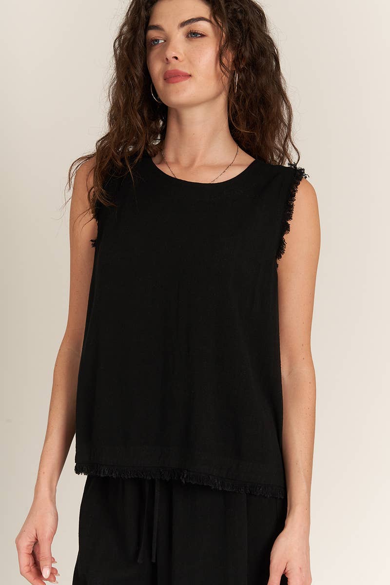 Back Button Detail Sleeveless Top