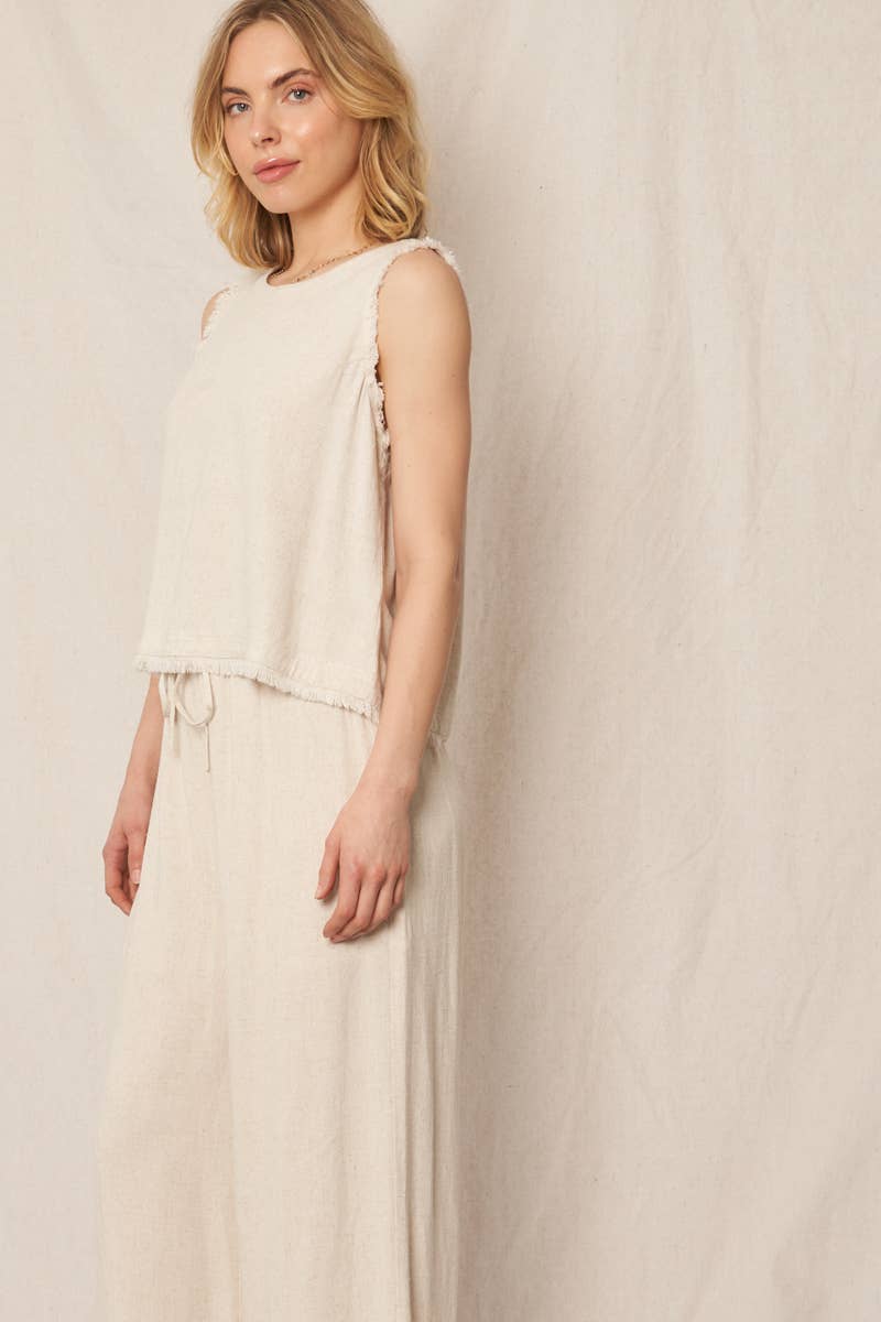 Back Button Detail Sleeveless Top