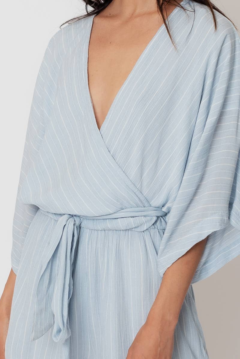 Gauze Stripe Kimono Sleeve Romper