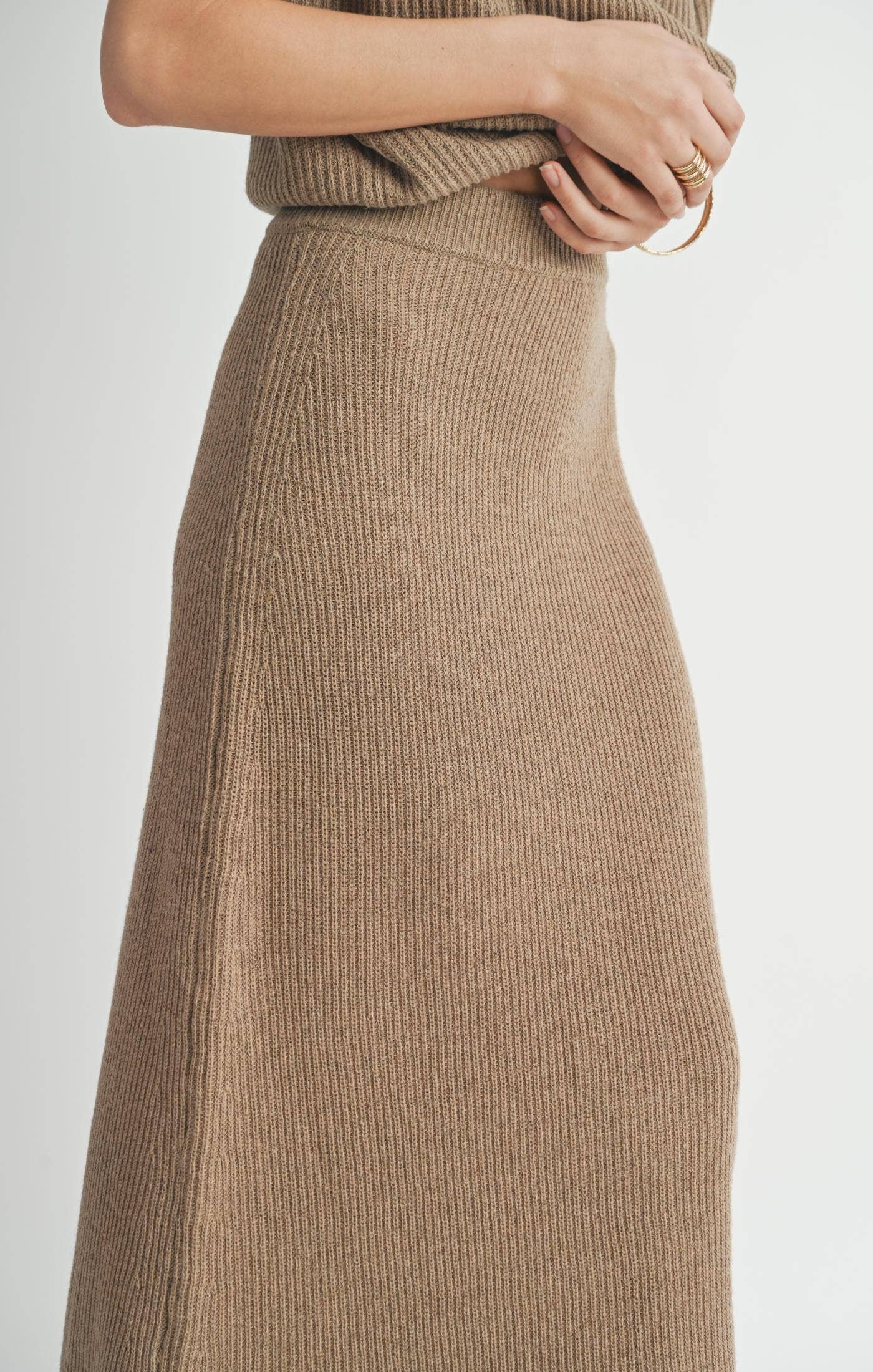 Crosby Sweater Midi Skirt: DARK TAUPE