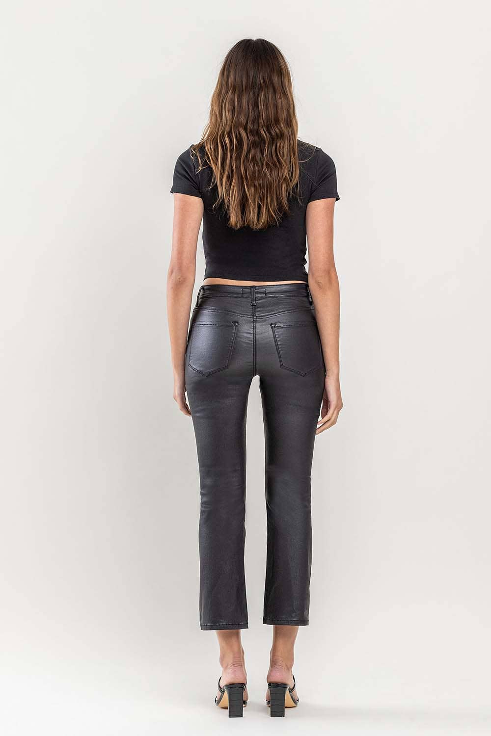 Vervet HIGH RISE PU COATED CROP FLARE JEANS