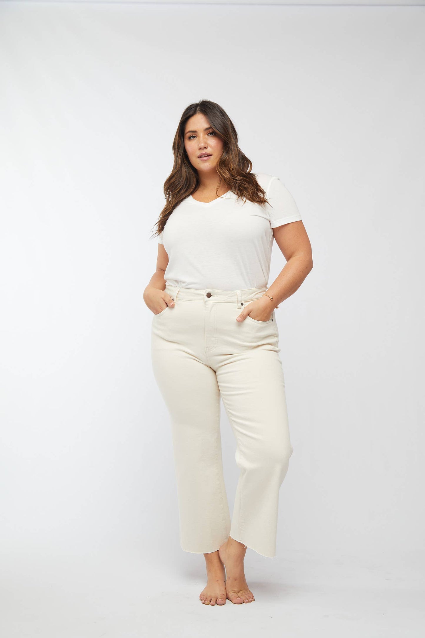 Oliver Thomas Aberdeen Ankle Crop High Rise Jean, Ecru