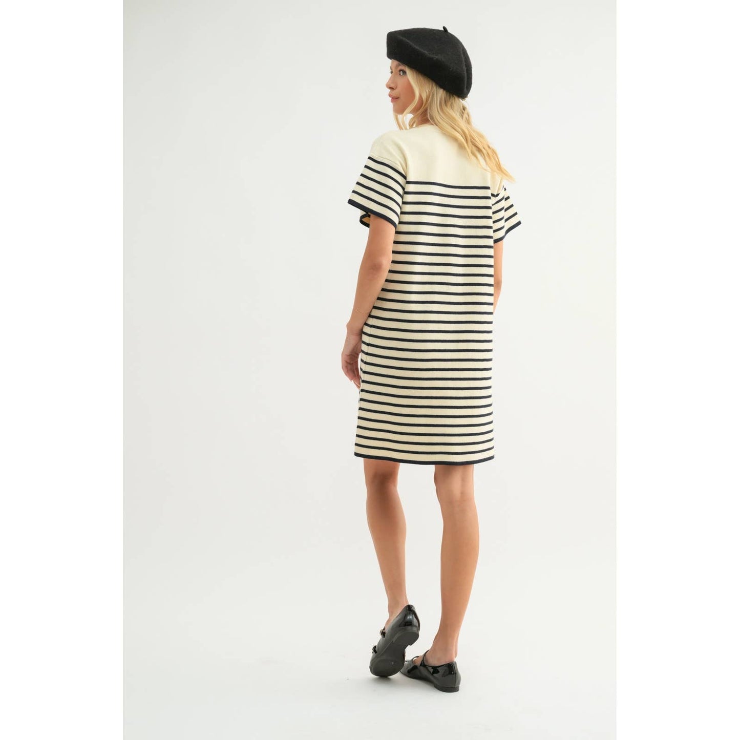 STRIPED SWEATER MINI DRESS / WL24-9943