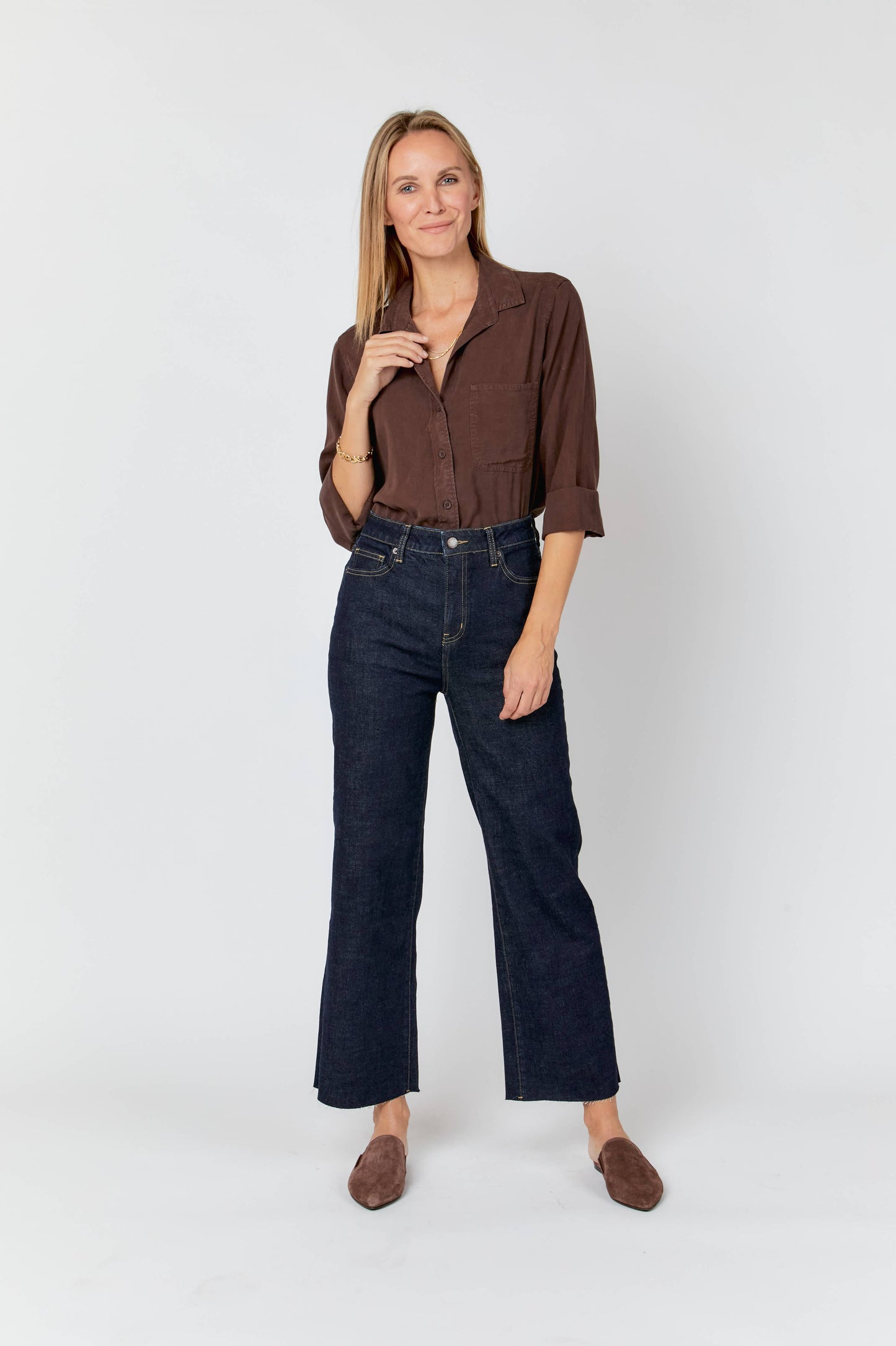 Oliver Thomas Aberdeen Ankle Crop High Rise Jean, Timbers