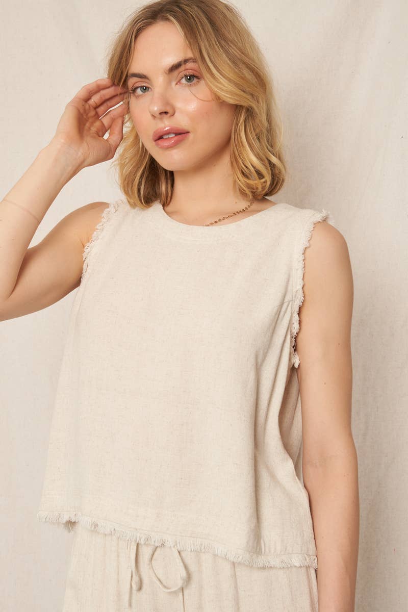 Back Button Detail Sleeveless Top