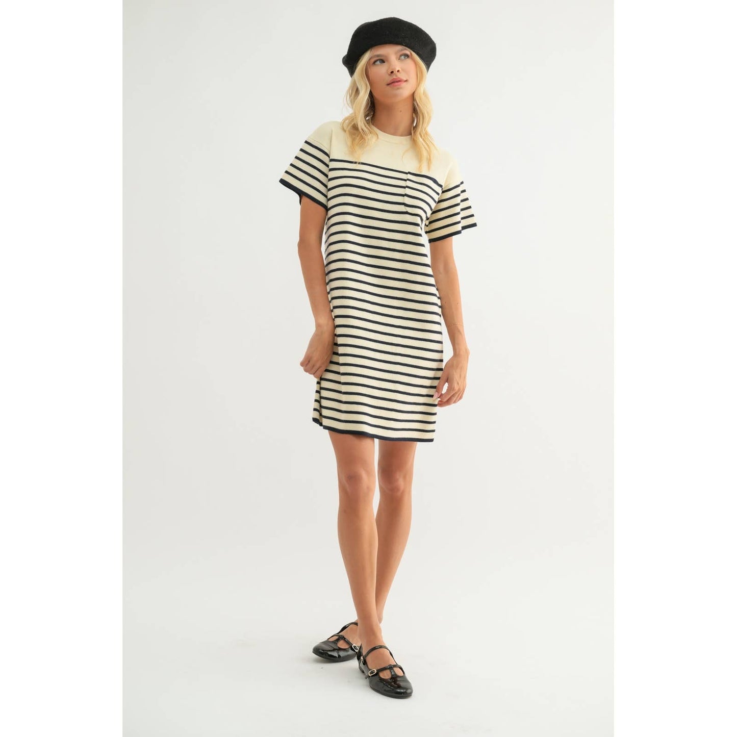 STRIPED SWEATER MINI DRESS / WL24-9943