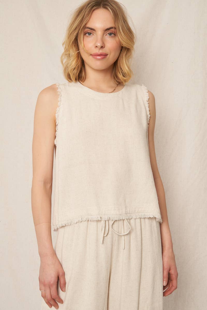 Back Button Detail Sleeveless Top