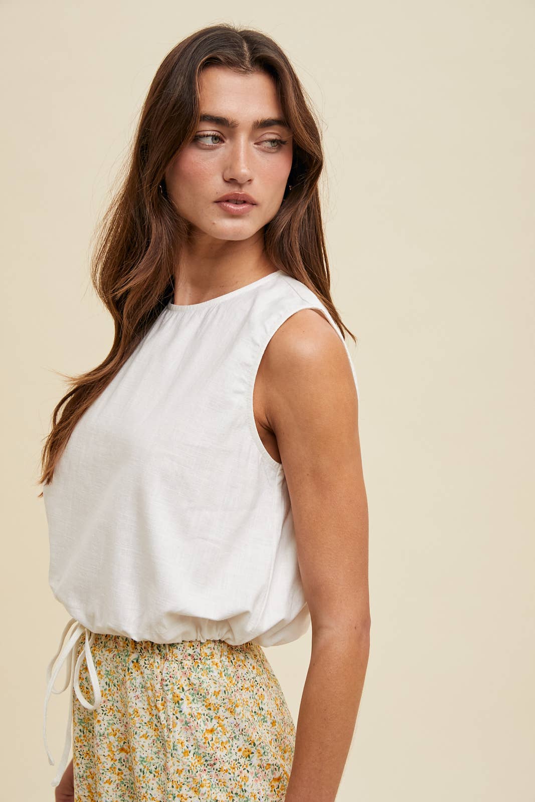 LINEN BUBBLE HEM TANK TOP / WL25-10263