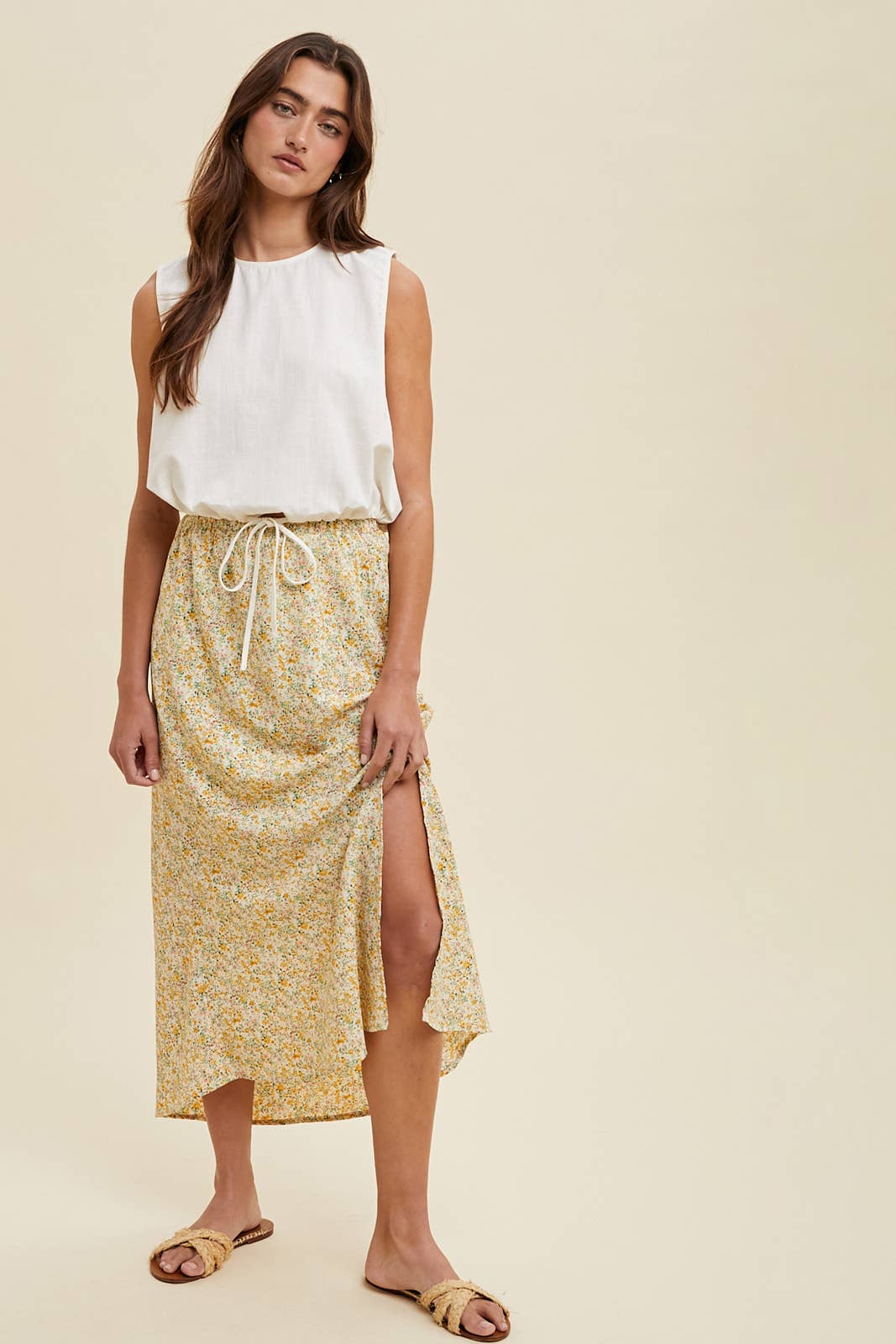 LINEN BUBBLE HEM TANK TOP / WL25-10263