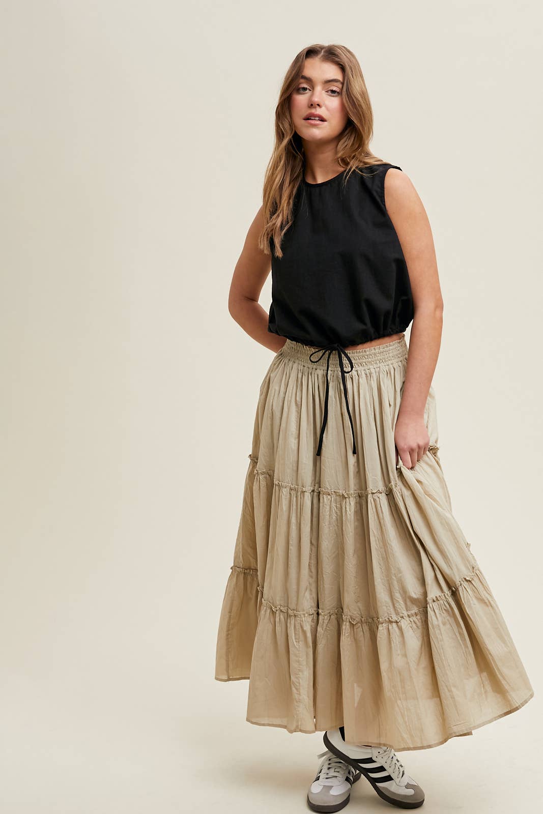 LINEN BUBBLE HEM TANK TOP / WL25-10263