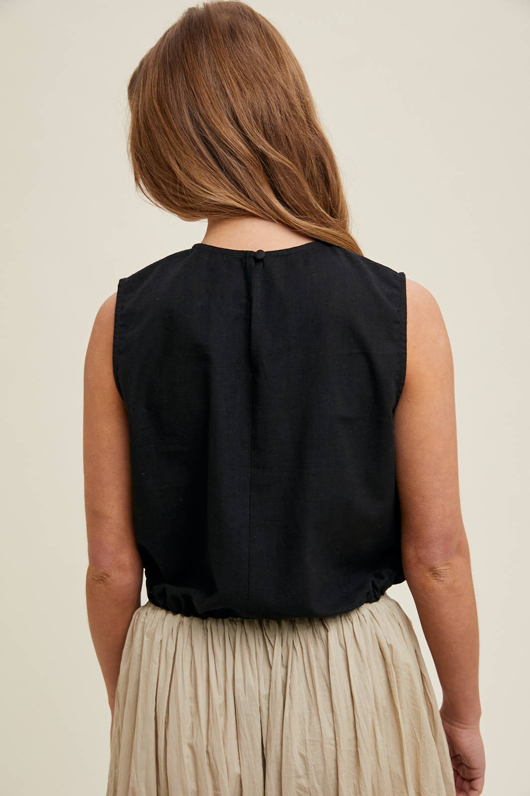 LINEN BUBBLE HEM TANK TOP / WL25-10263