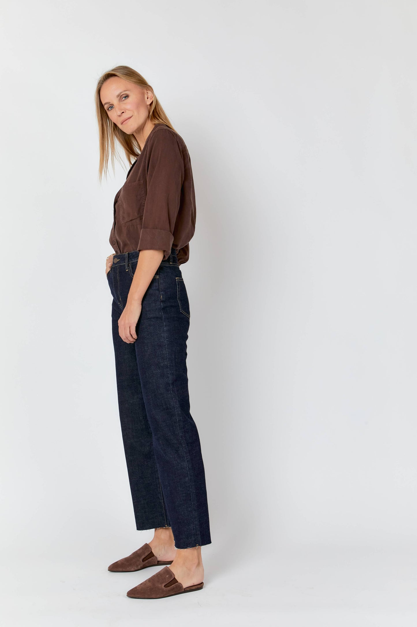 Oliver Thomas Aberdeen Ankle Crop High Rise Jean, Timbers