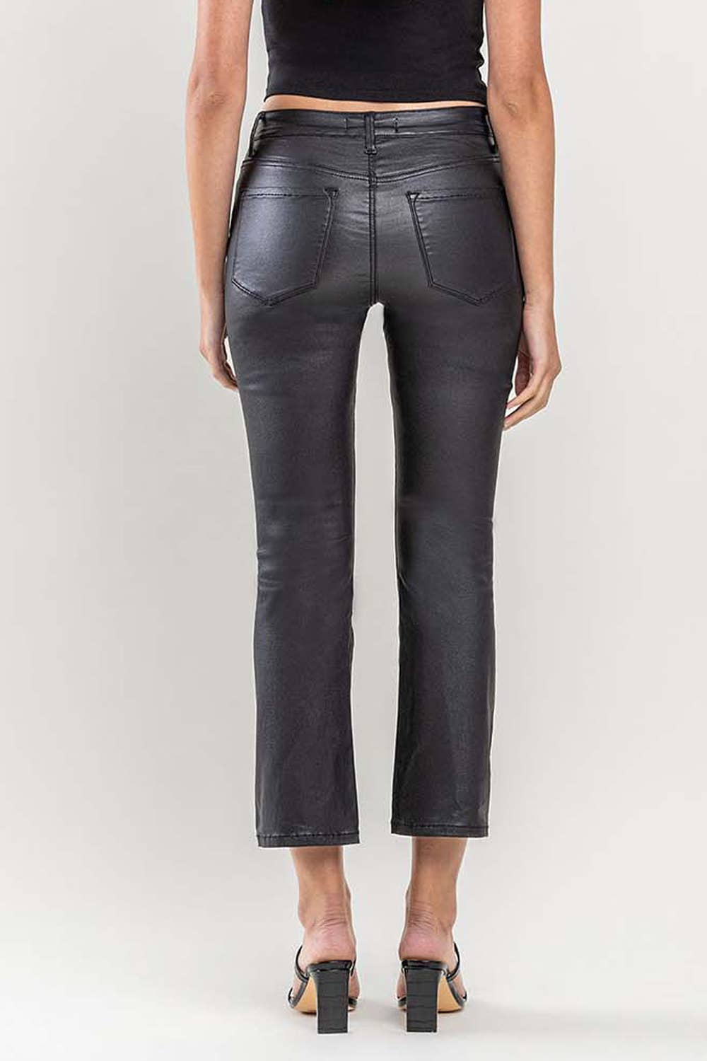 Vervet HIGH RISE PU COATED CROP FLARE JEANS