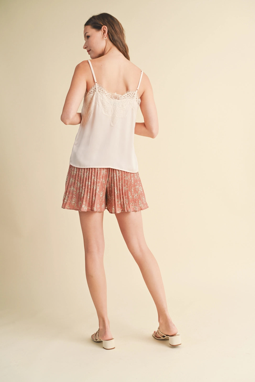 Satin Cami with Lace Trim Detail
