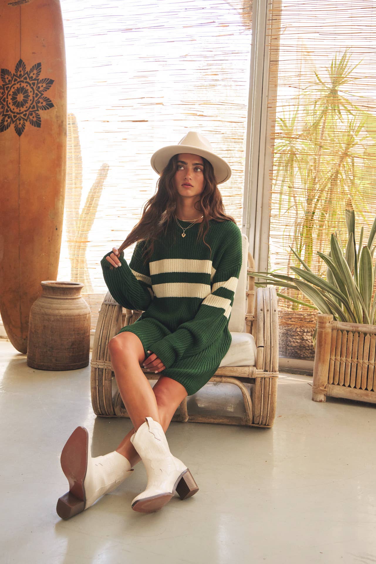 RELAXED FIT STRIPE COLOR BLOCK SWEATER MINI DRESS