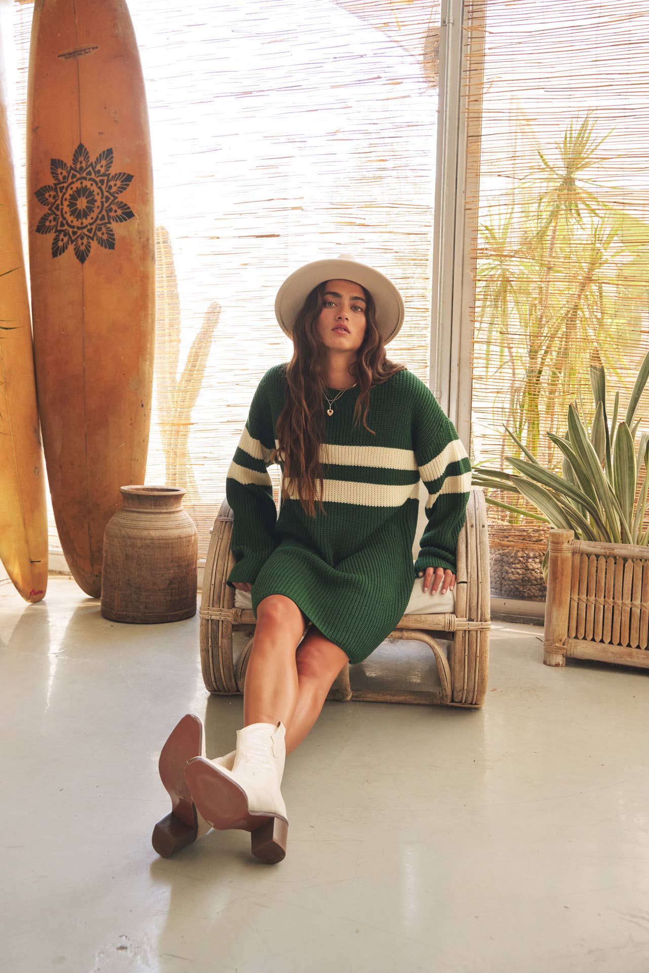 RELAXED FIT STRIPE COLOR BLOCK SWEATER MINI DRESS