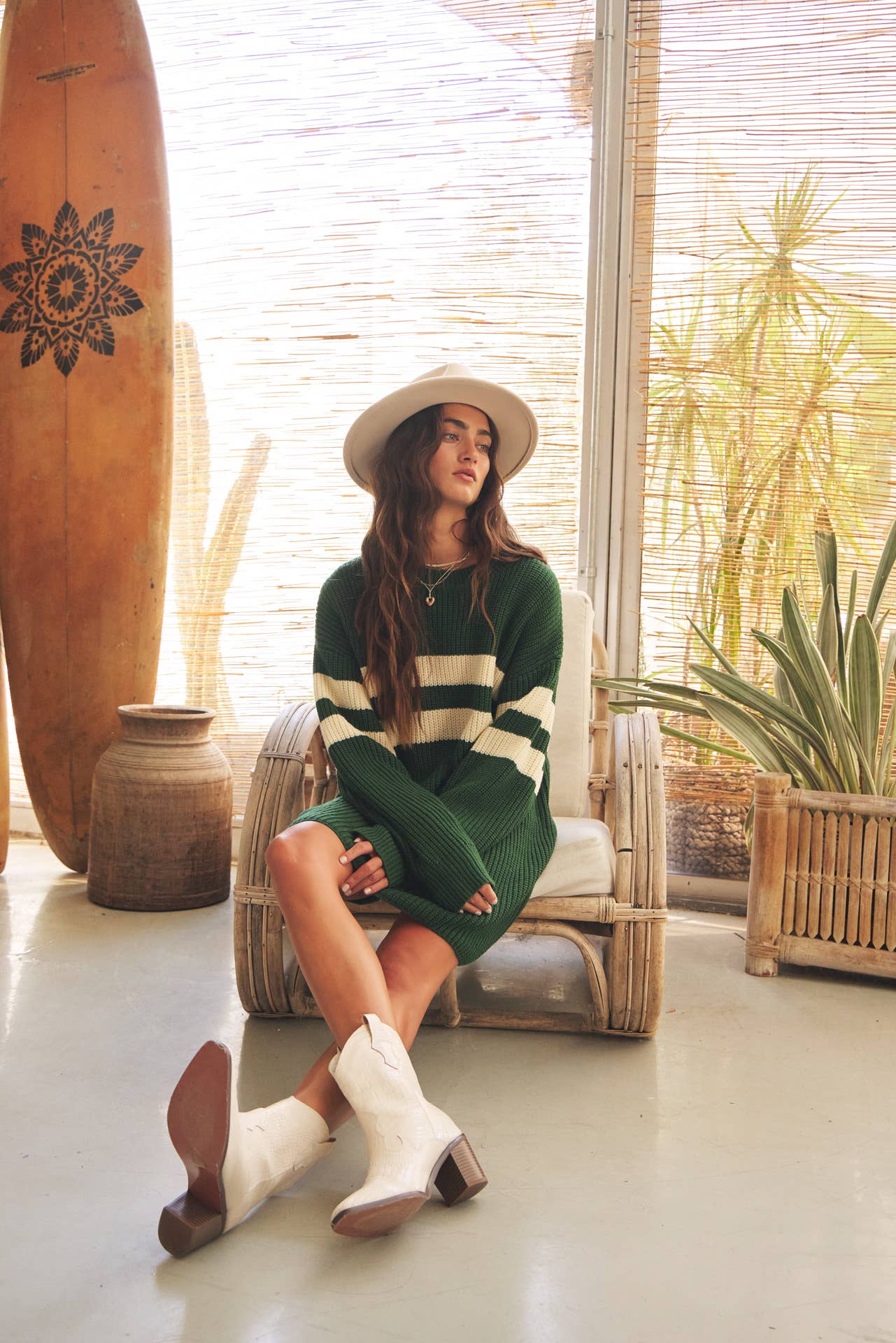 RELAXED FIT STRIPE COLOR BLOCK SWEATER MINI DRESS