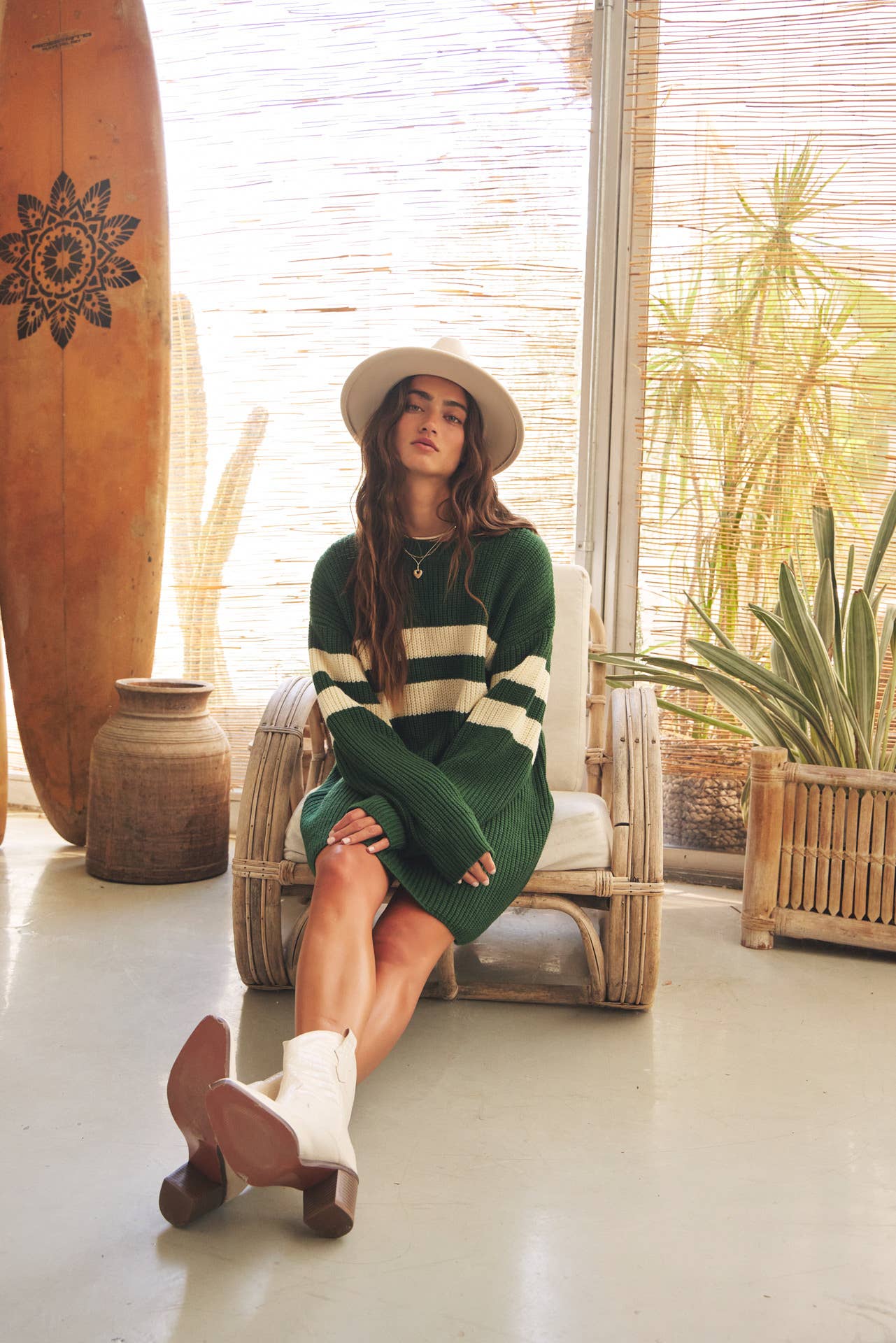 RELAXED FIT STRIPE COLOR BLOCK SWEATER MINI DRESS
