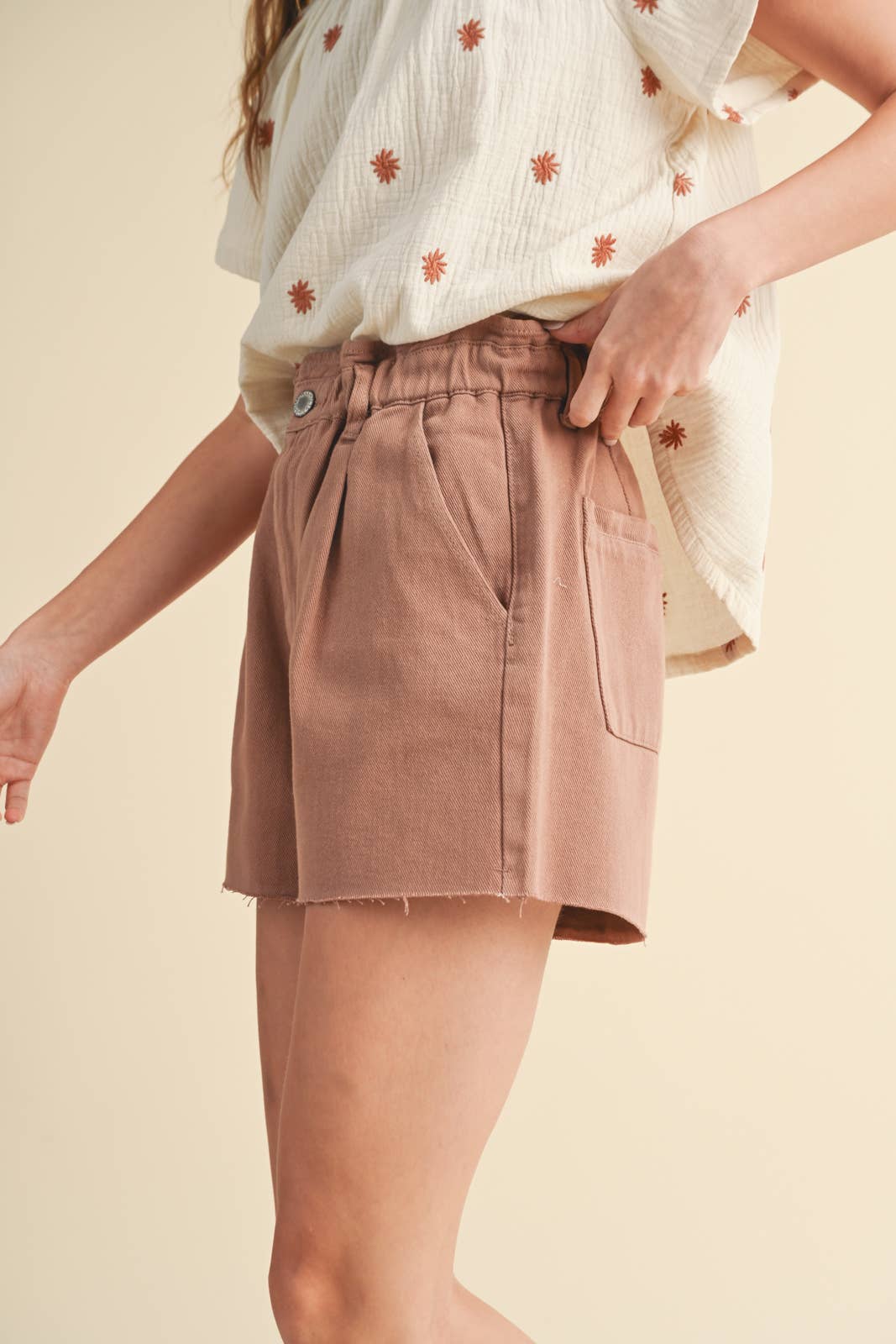PAPERBAG DISTRESSED COTTON DENIM SHORTS