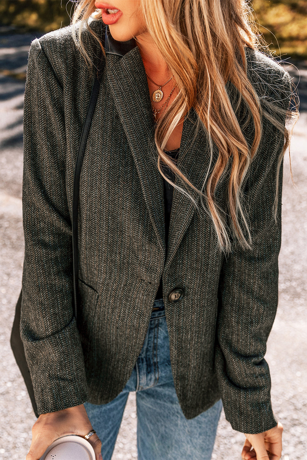 Desert Palm Twill Single Breasted Blazer