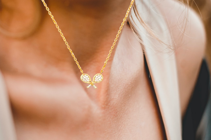 Tennis Pendant Necklace - Cubic Zirconia Racquets