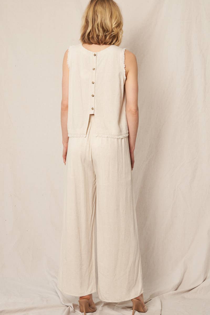 Back Button Detail Sleeveless Top