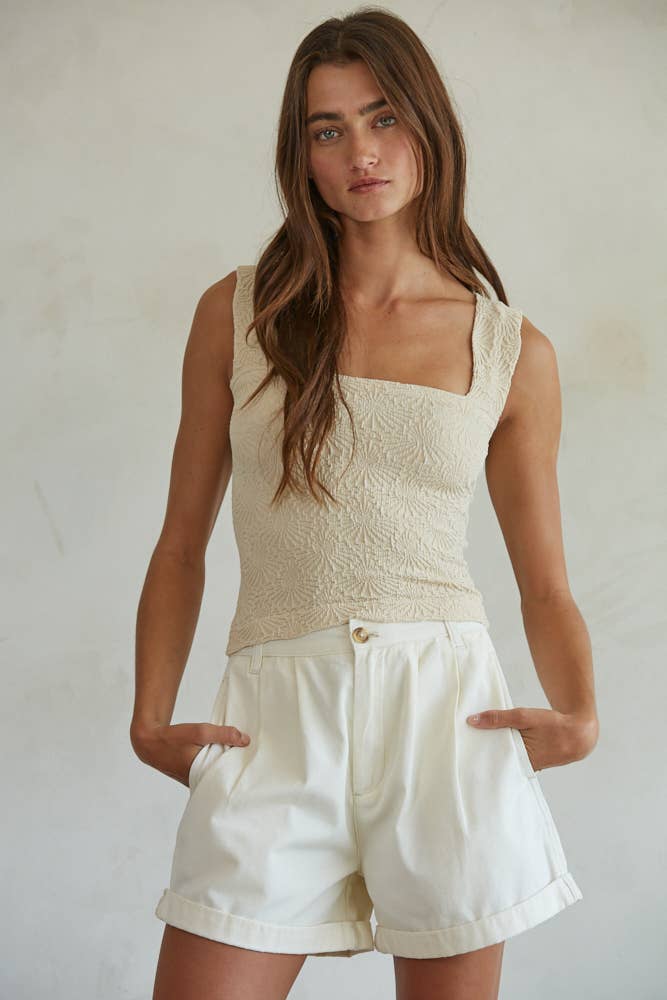 Cotton Pleated Front Relax Fit Wide Leg Shorts – Lavender
