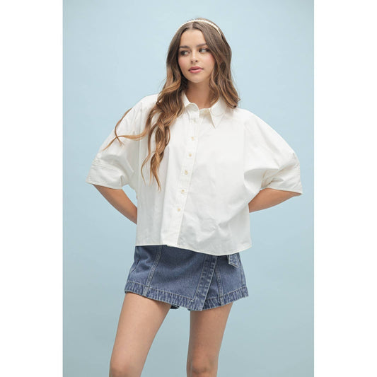 SLIGHTY HI-LOW BUTTON-UP SHIRT / WL25-10043