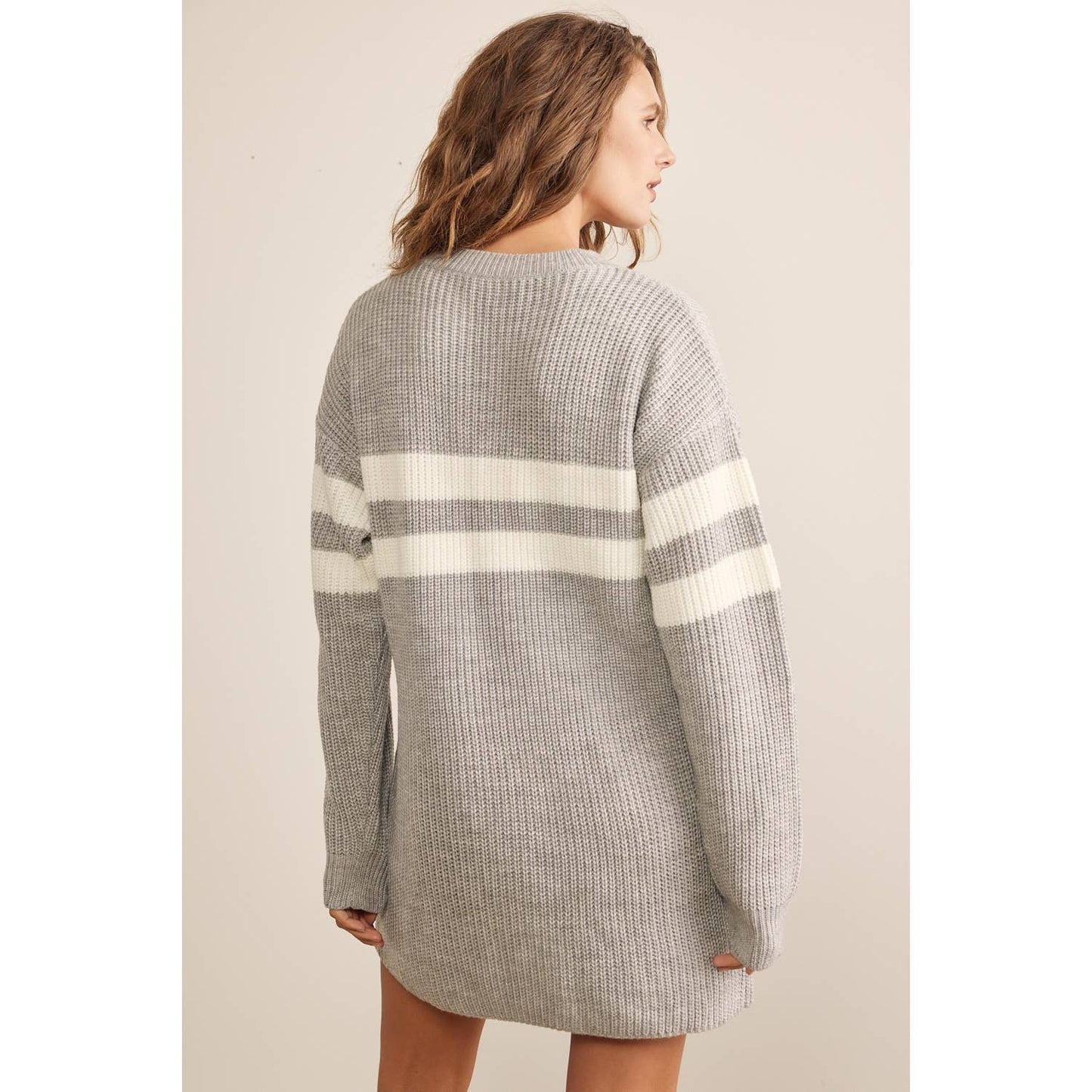 RELAXED FIT STRIPE COLOR BLOCK SWEATER MINI DRESS