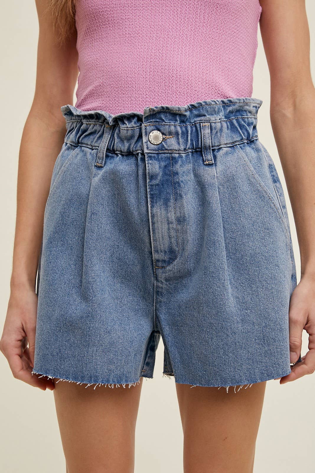 PAPERBAG DISTRESSED COTTON DENIM SHORTS